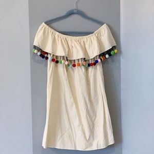 Shoulder Tassel Pom Pom Dress (NWOT)